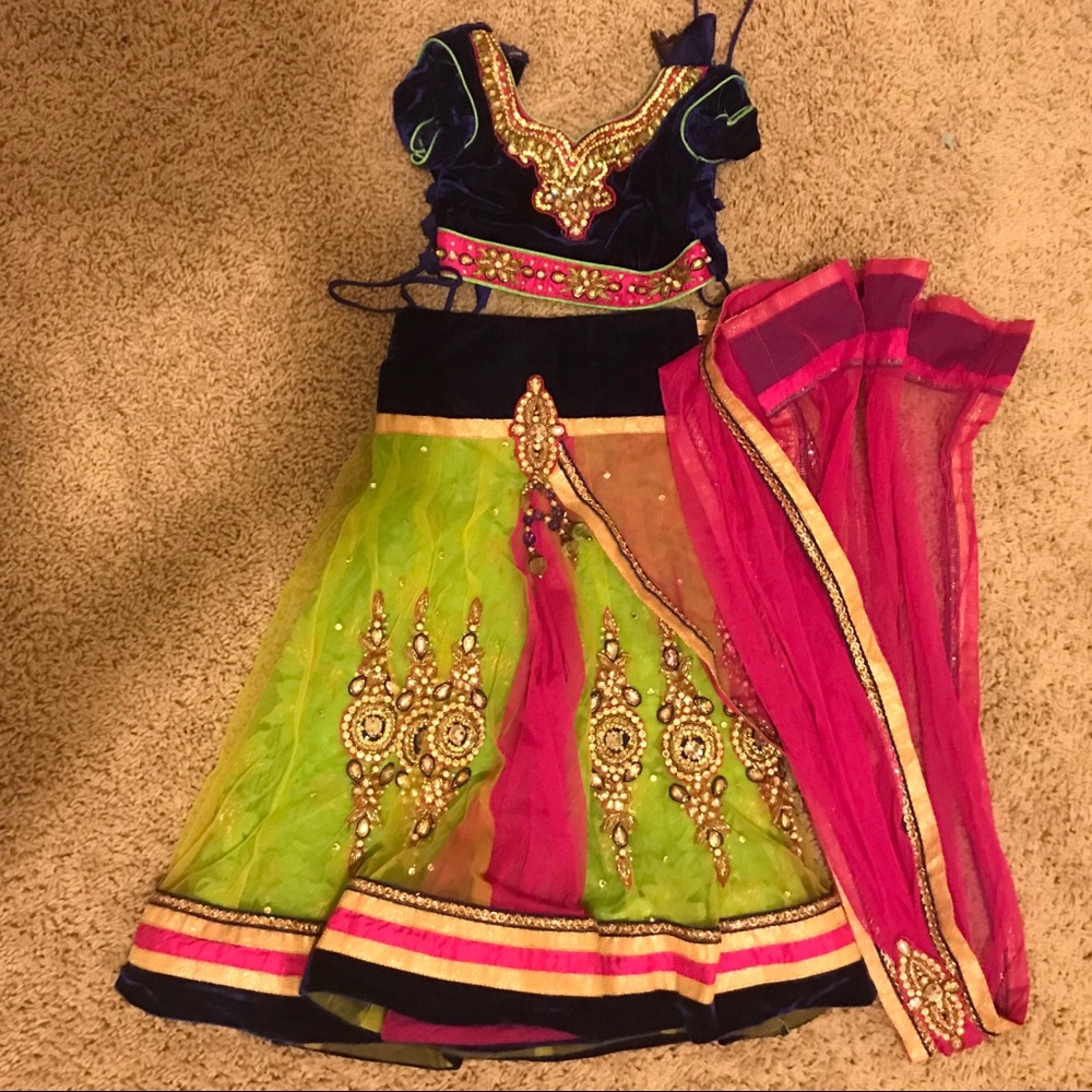 Indian Pakistani Velvet lehenga choli.